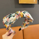 PASTORAL STYLE SMALL FLORAL KNOTTED WIDE HEADBAND_CWAHA1701
