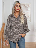 Womens Shirt With Printed Lantern Sleeves