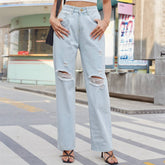 Vintage Casual Ripped Wash Denim Pants