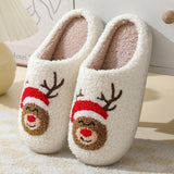 DEER PATTERNED CHRISTMA SANTA CLAUS INDOOR SLIPPER_CWSHS0257
