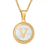 18K GOLD STAINLESS STEEL SHELL LETTER NECKLACE_CWAJE0686