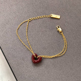 Red Enamel Heart Pendant Necklace_Cwaje06336