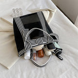 NEW BLACK AND WHITE MESH BOW COSMETIC BAG_CWAB4500