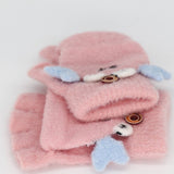 BABY CHILDREN HALF FINGER FLIP WRITING PLUSH GLOVES_CWAG0169