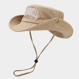 EMBROIDERED COTTON COWBOY SUN HAT WITH CHIN STRAP_CWAH3823