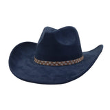 Western Ethnic Soft Suede Cowboy Fedora Hat_Cwah04400