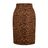 LEOPARD SUEDE SKIRT SEXY PRINTED MIDI SKIRT_CWBSS0385