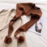 Cozy Knit Pom Pom Scarf Warm Winter Wrap_Cwasc03459