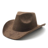 Unisex Suede Wide Brim Fedora Vintage Cowboy Hat_Cwah0824