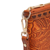 LEATHER CARVED EMBOSSED BOHEMIAN CLUTCH WALLET_CWAB2592