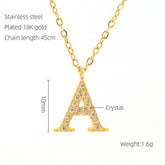 FASHION 26 LETTER DIAMOND PENDANT NECKLACE_CWAJE0684