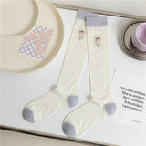 RETRO PLAID FLORAL COTTON SOCKS_CWMS0645