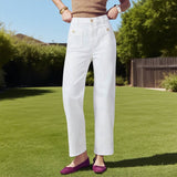 Stretch Straight Tube Solid Color Casual Pants