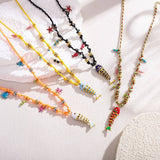 COLORFUL ENAMEL FISH ROPE NECKLACE FOR VACATION_CWMM8812