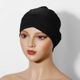 FASHION CRYSTAL LINEN TWO LAYER CROSS HEADSCARF_CWASC2458