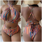PRINTED HIGH WAIST BIKINI SWIMSUIT_CWMW0209