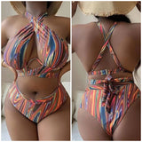 PRINTED HIGH WAIST BIKINI SWIMSUIT_CWMW0209
