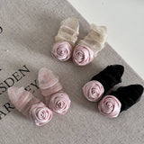 PINK ROSE MESH HAIR CLIP CREASE DUCKBILL BANG PIN_CWAHA4693