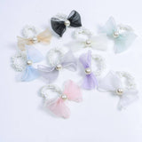 ELEGANT ORGANZA BOW PEARL HAIR TIE FOR WOMEN_CWAHA6885