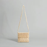 HANDMADE WOODEN BEAD WOVEN SHOULDER BAG_CWAB2009