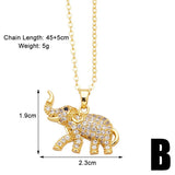 ELEPHANT GOLD PLATEDPENDANT NECKLACE INLAID ZIRCON_CWAJE0901