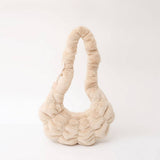 Winter Pleated Shoulder Bag Fashionable Plush Bag_Cwab3953
