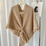Winter Tassel Cape Scarf Shawl For Warm Layering_Cwasc0764