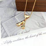 COLORFUL ZIRCONIA HEART LETTER PENDANT NECKLACE_CWMM5875