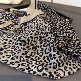 Leopard Herringbone Color Block Silk Scarf_Cwasc03315