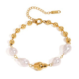Titanium Steel Baroque Pearl Bracelet,Luxury Style