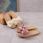 CUTE BOW LINEN SLIPPERS FOR HOME OFFICE_CWSHF0177