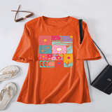 Womens Loose Fit Tee With Colorful Flowers_Cwtts1466