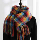 PLAID FRINGE SCARF TRENDY WINTER WRAP_CWASC0199