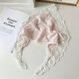 PASTORAL STYLE WHITE LACE TRIANGLE SCARF_CWAHA1375