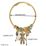Trendy Gold Open Bear Letter Steel Bracelet_Cwmm8566