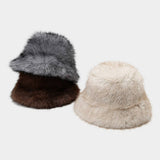 Two Tone Fuzzy Bucket Hat Women Winter_Cwah04648