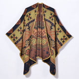 RETRO GEOMETRIC PATTERN CARDIGAN SHAWL_CWASC0949