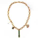 18K STEEL FATIMA HAND NECKLACE WITH FISH EYE_CWMM8859