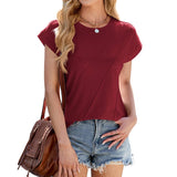 Solid Color Crew Neck Loose Short-Sleeved T-Shirt_Cwtbls1845