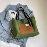 Printed Patchwork Contrast Color Canvas Bag_Cwab2692