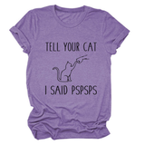 CASUAL CAT PRINT TEE WOMEN S SHORT SLEEVE TOP_CWTTS1519