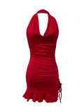 Stylish Sexy V-Neck Figure-Hugging Halter Dress