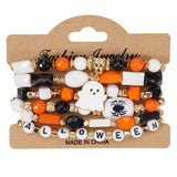 Halloween Pumpkin Ghost Beaded Bracelet_Cwaje05718