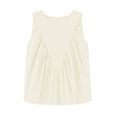 Versatile Solid-Color Pleated Sleeveless Vest