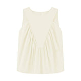 Versatile Solid-Color Pleated Sleeveless Vest