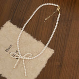 Versatile High-End Pearl Bow Necklace For Women