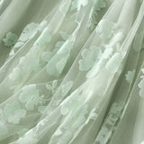 FLOCKED TULLE PATCHWORK A LINE FLARED SKIRT_CWBMS0405