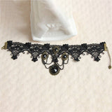 HALLOWEEN RETRO FLOWER CRYSTAL LACE SHORT NECKLACE_CWMM0164