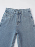 Solid Color Wide Leg Straight Leg Denim Pants