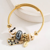 GOLD ALLOY SWAN CHARM ADJUSTABLE BRACELET_CWMM8507